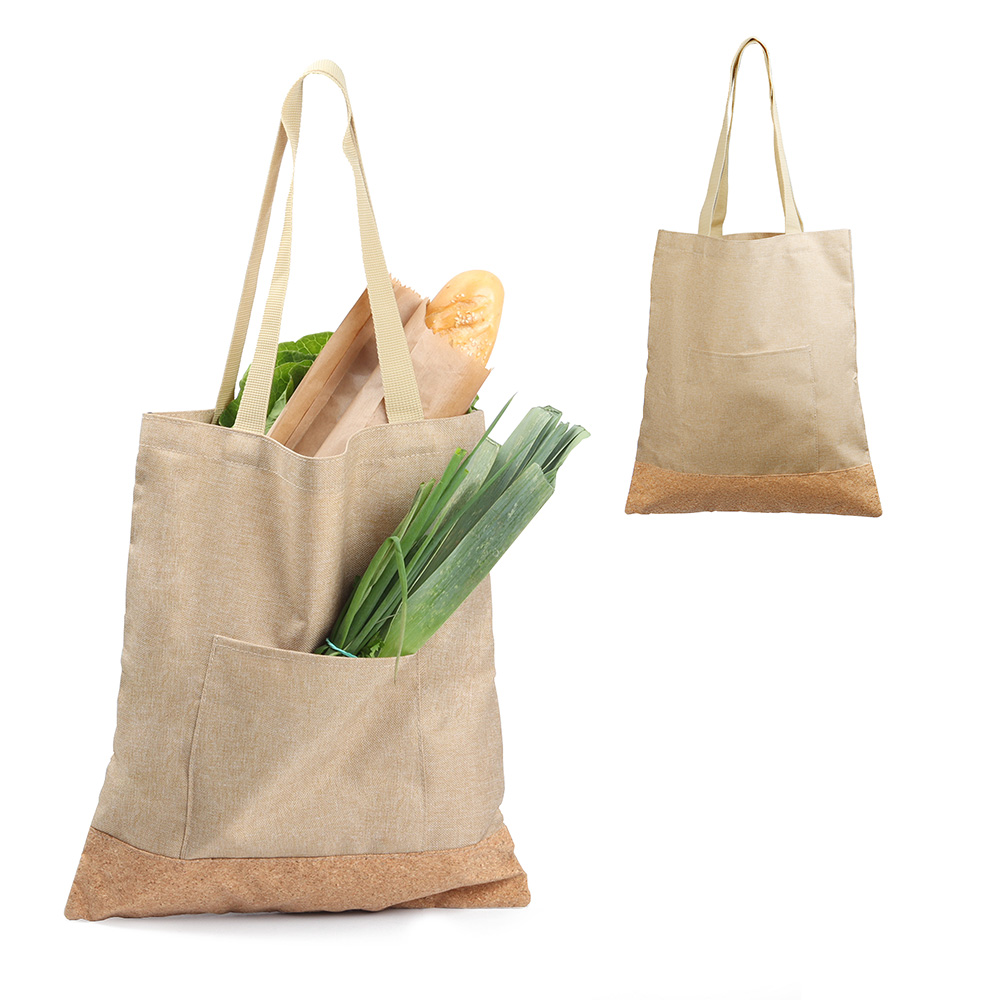 Sacola em Poliéster 600D e Cortiça (38x35x8,5cm)