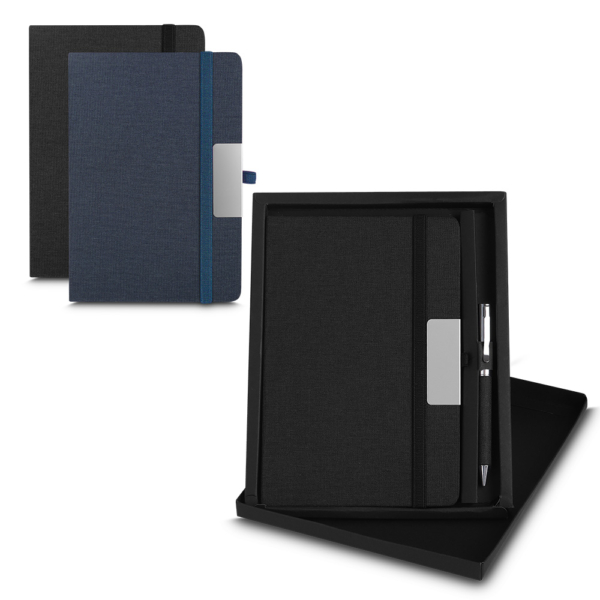 Kit Escritório Capa em RPET e Caneta Metalica